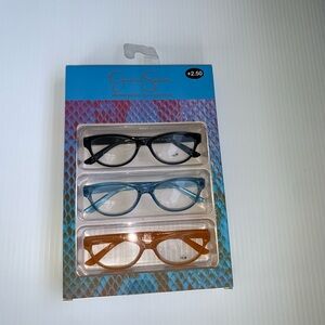 JESSICA SIMPSON 3 PACK SET PREMIUM READING GLASSES READERS +2.50 NEW AUTHENTIC
